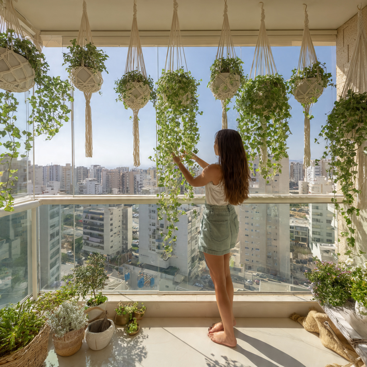 high resolution realistic photo of balcony decor i