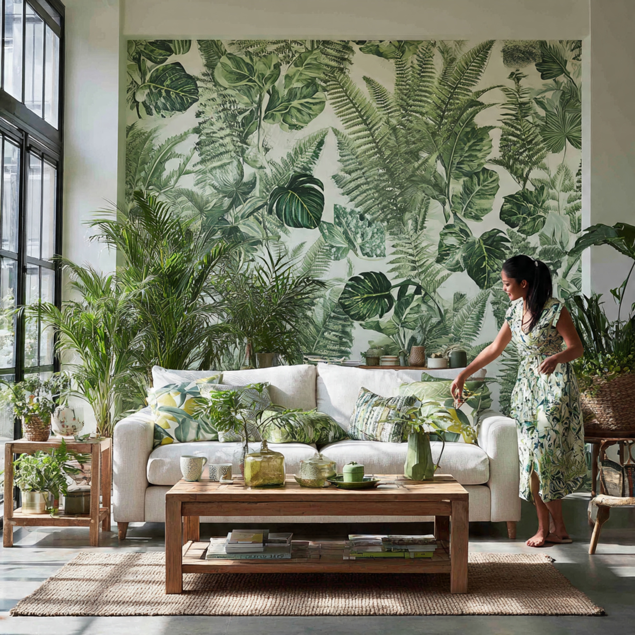 lush living room green ideas featuring a fern gree