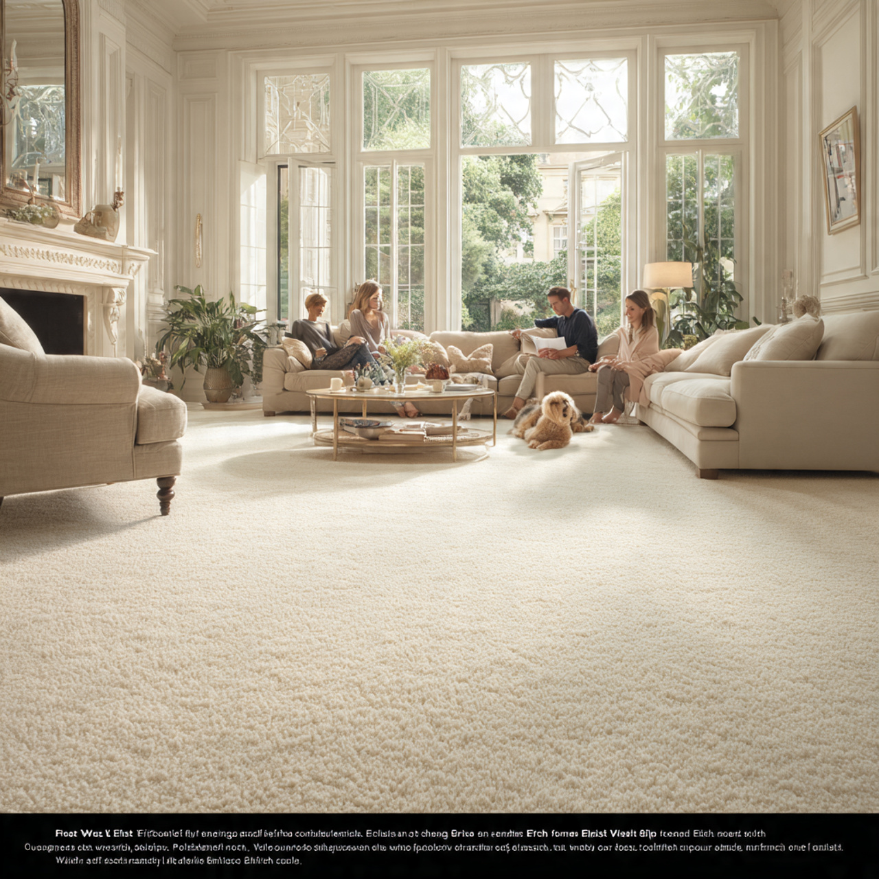 luxurious living room with wall to wall cream wool