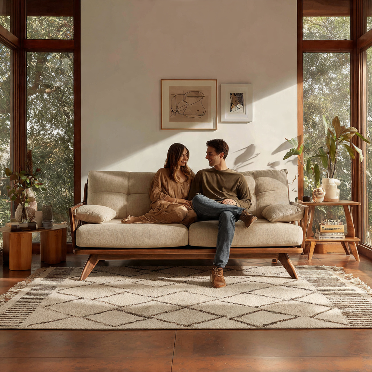 25 Stunning Living Room Sofa Design Ideas to Transform Your Space 9 mid century inspired living room with a walnut fra