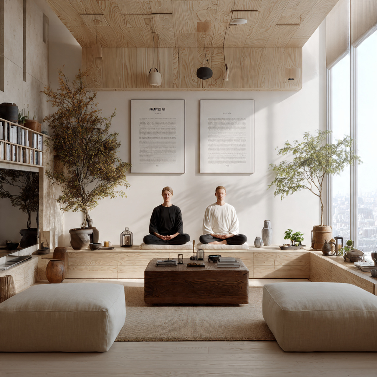 minimalist living room blending scandinavian and j