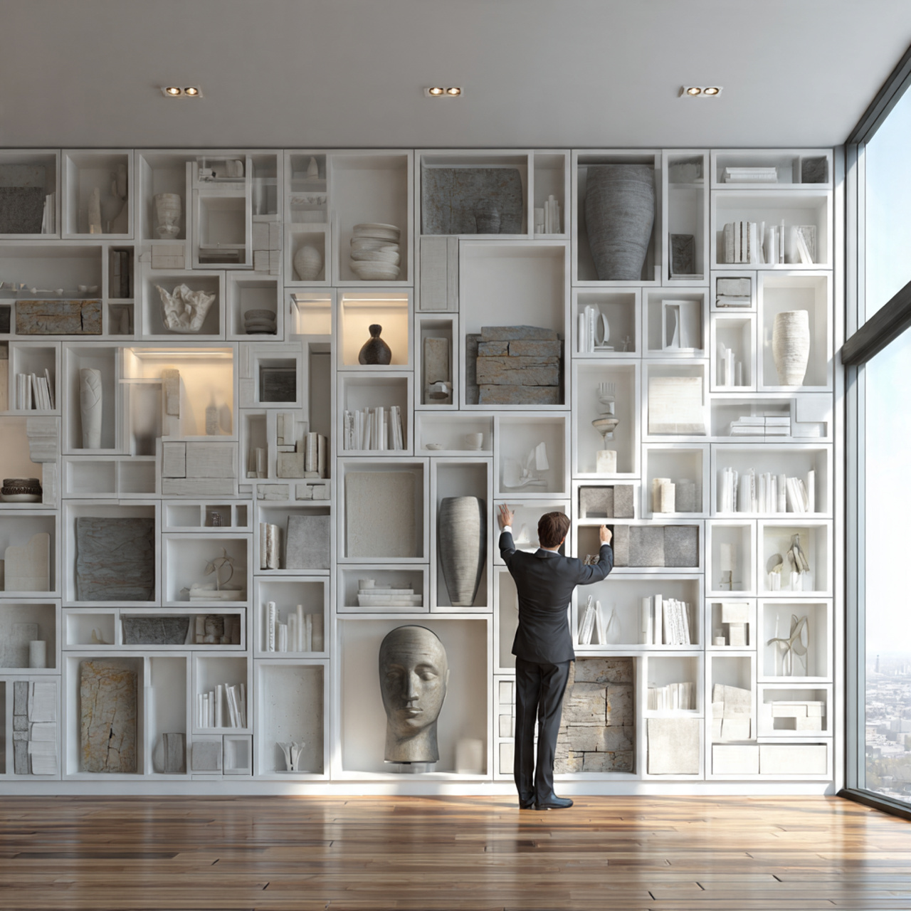 minimalist living room featuring monochrome shadow