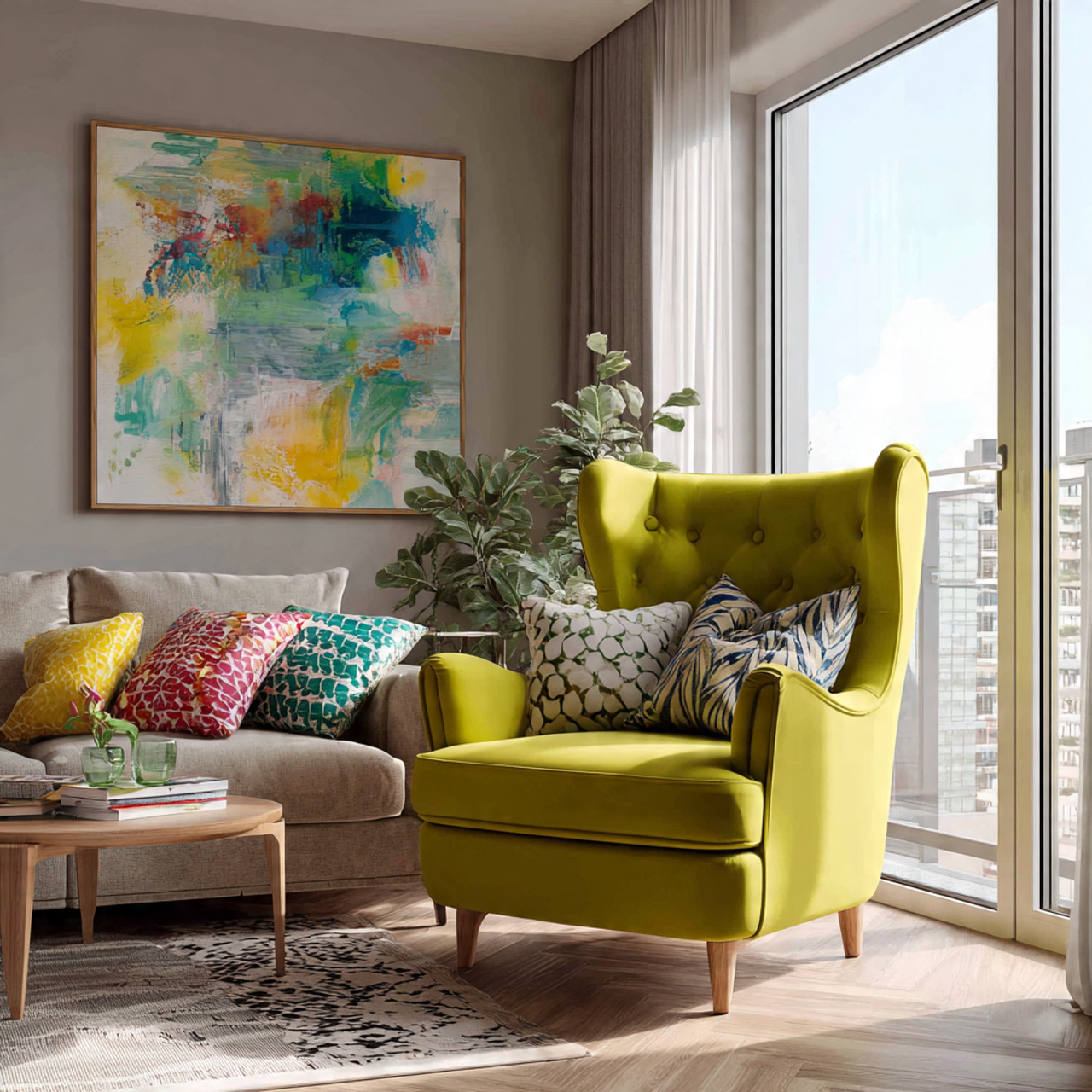 modern eclectic living room green ideas with a bol
