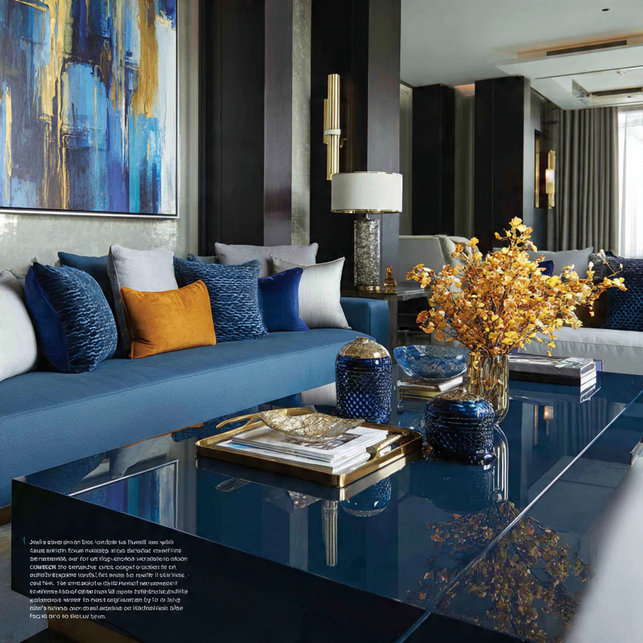 modern living room featuring a bold high gloss lac