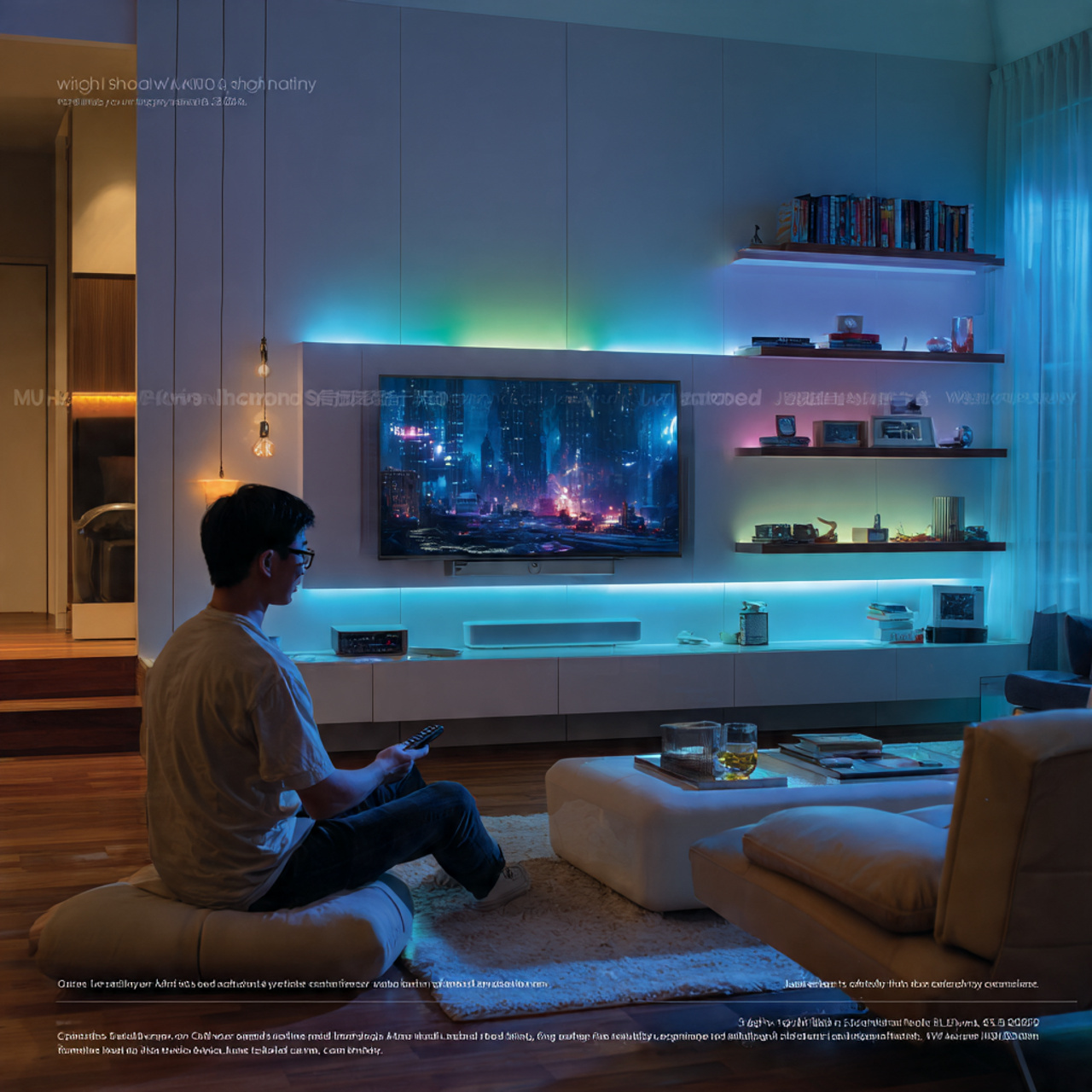 modern living room featuring a tv with integrated