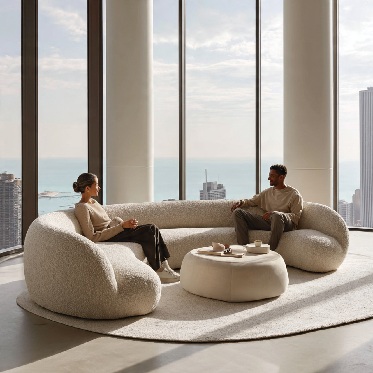 modern living room showcasing a contemporary curve