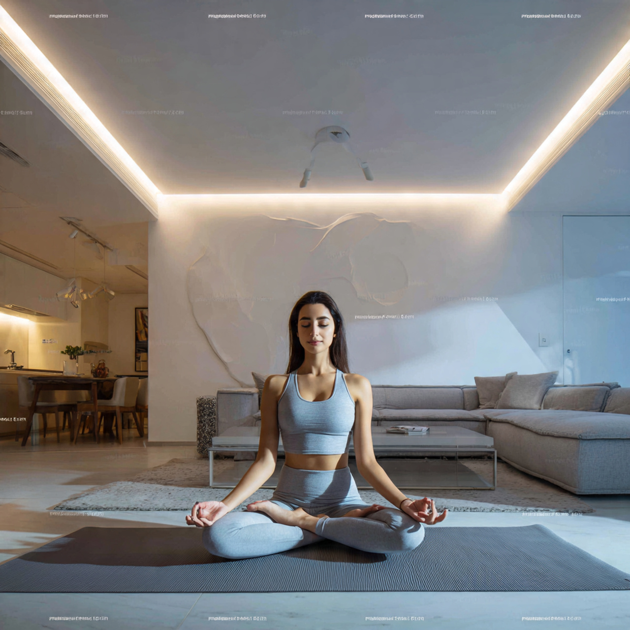 modern living room with sleek led periphery light