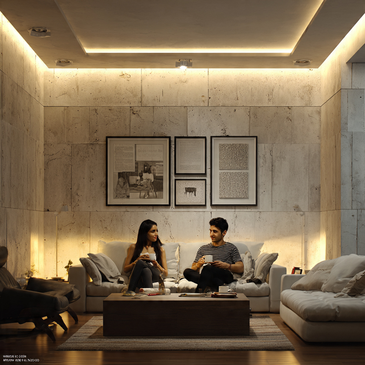 modern living room with subtle perimeter shadow ga