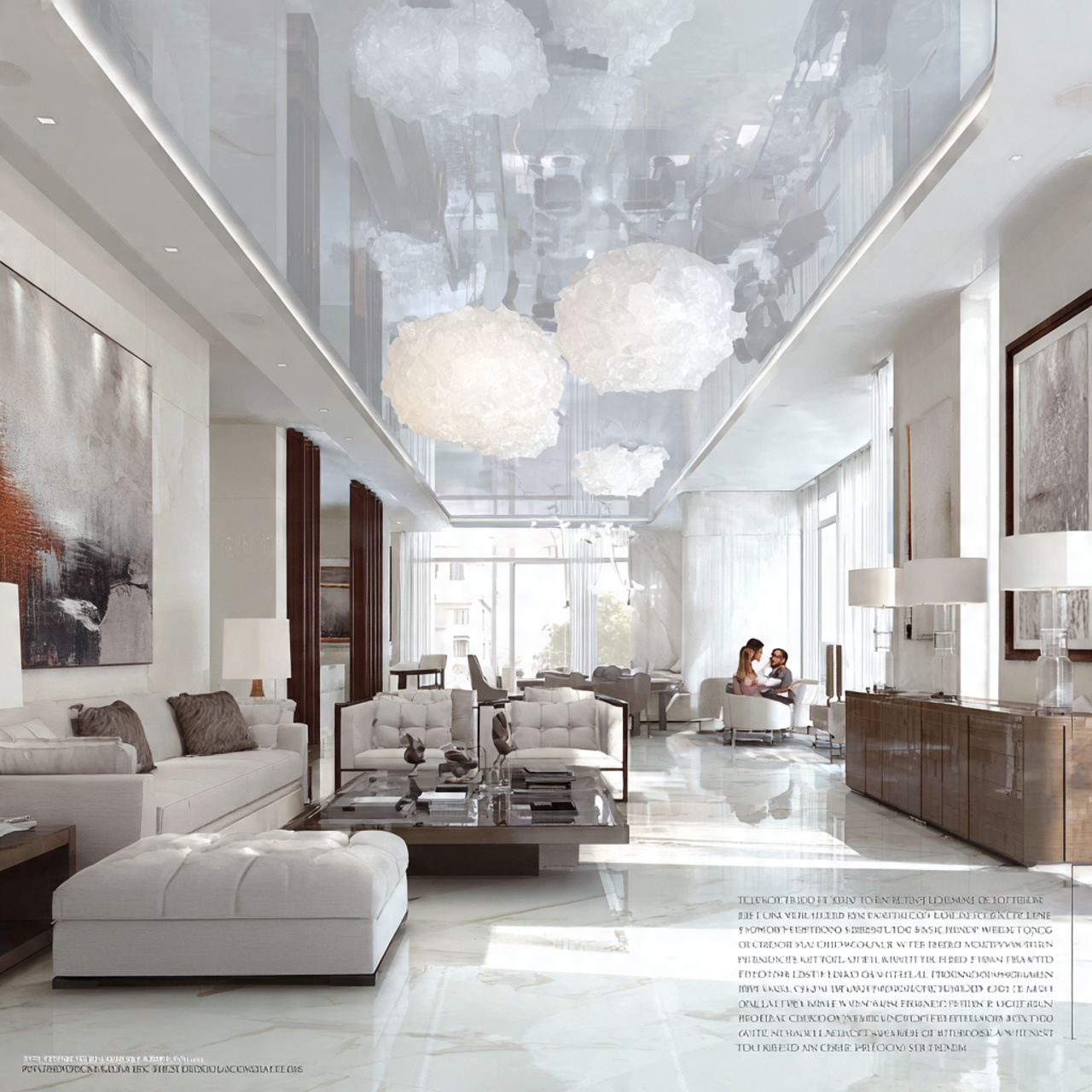 modern luxury living room with a high gloss lacque