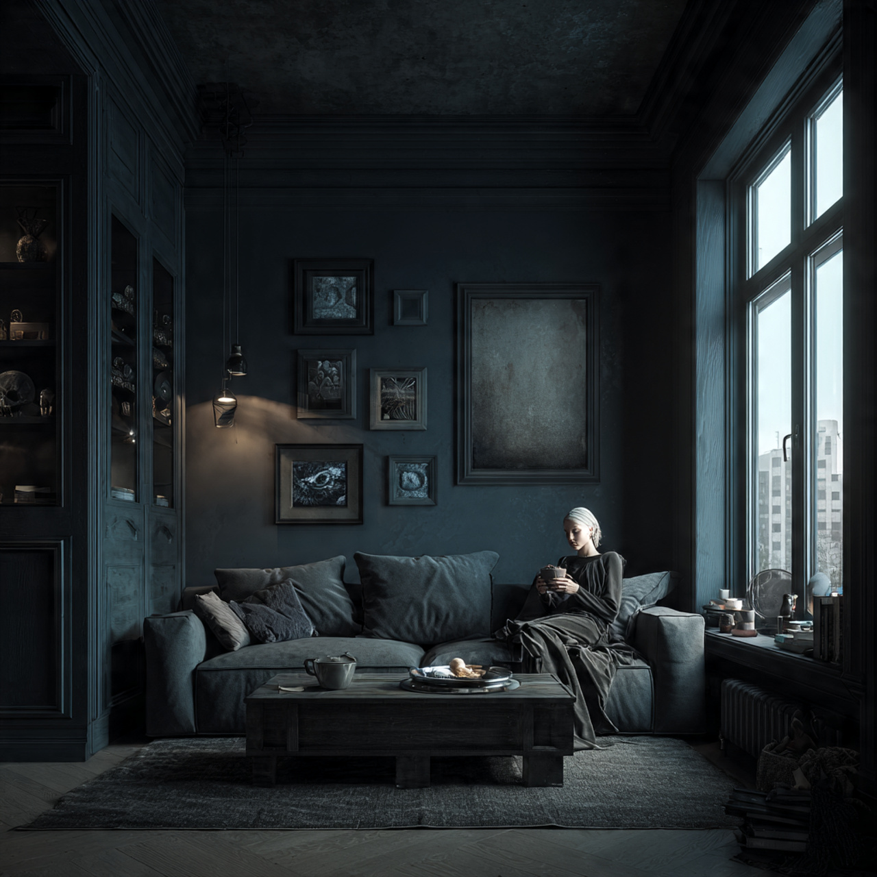 photorealistic apartment living room showcasing mo