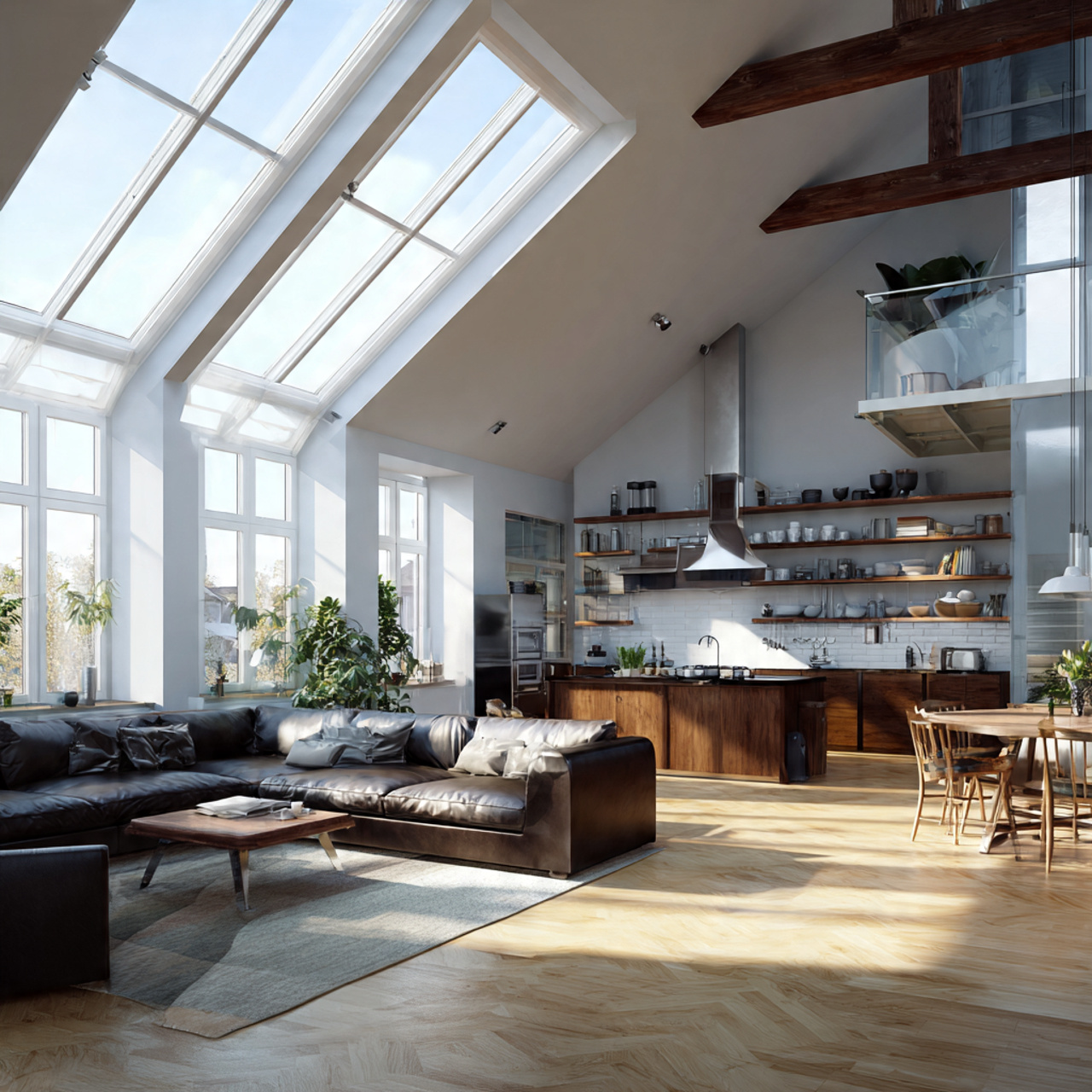 prompt a bright and airy living room and kitchen t