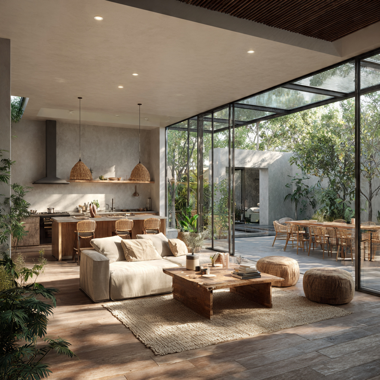 prompt a bright living room and kitchen together i