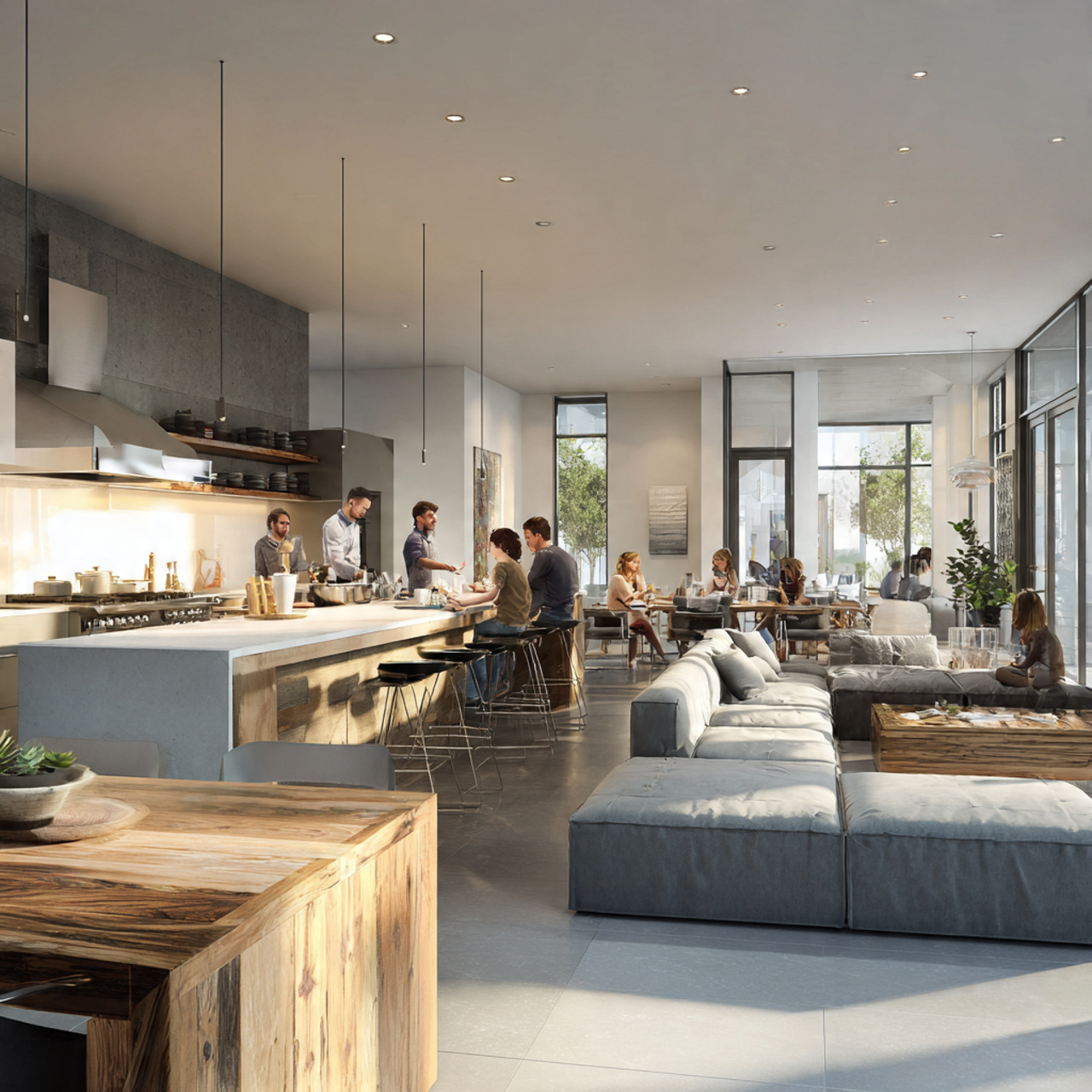 prompt a contemporary living room and kitchen toge 1