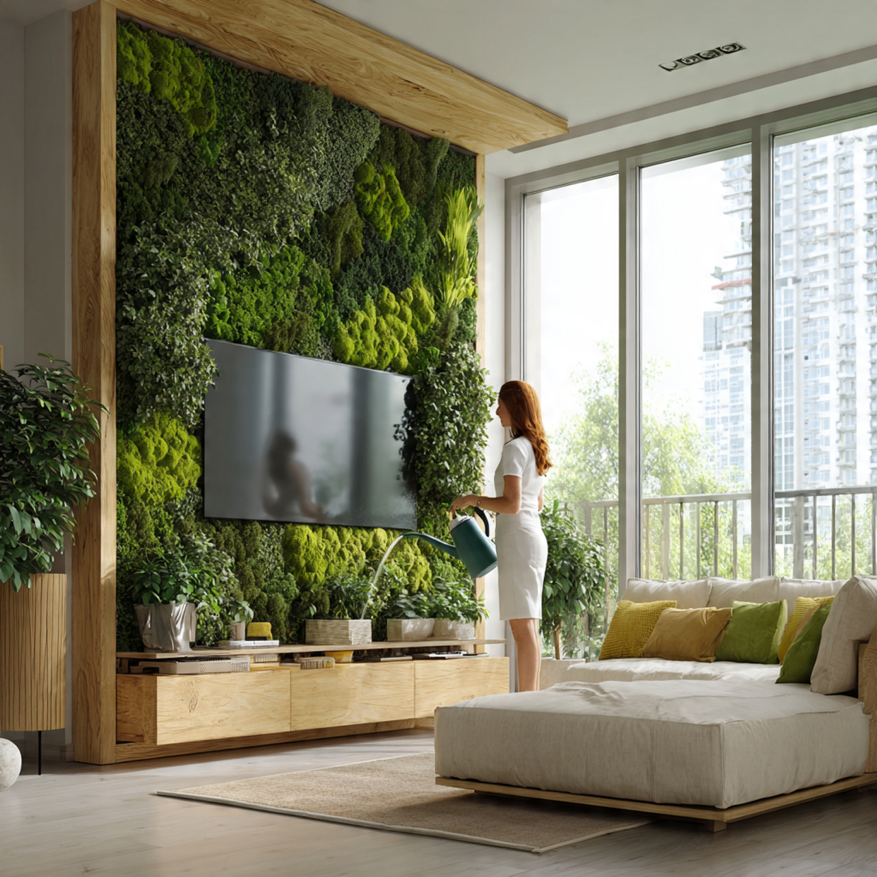 prompt realistic living room tv wall ideas with a 1