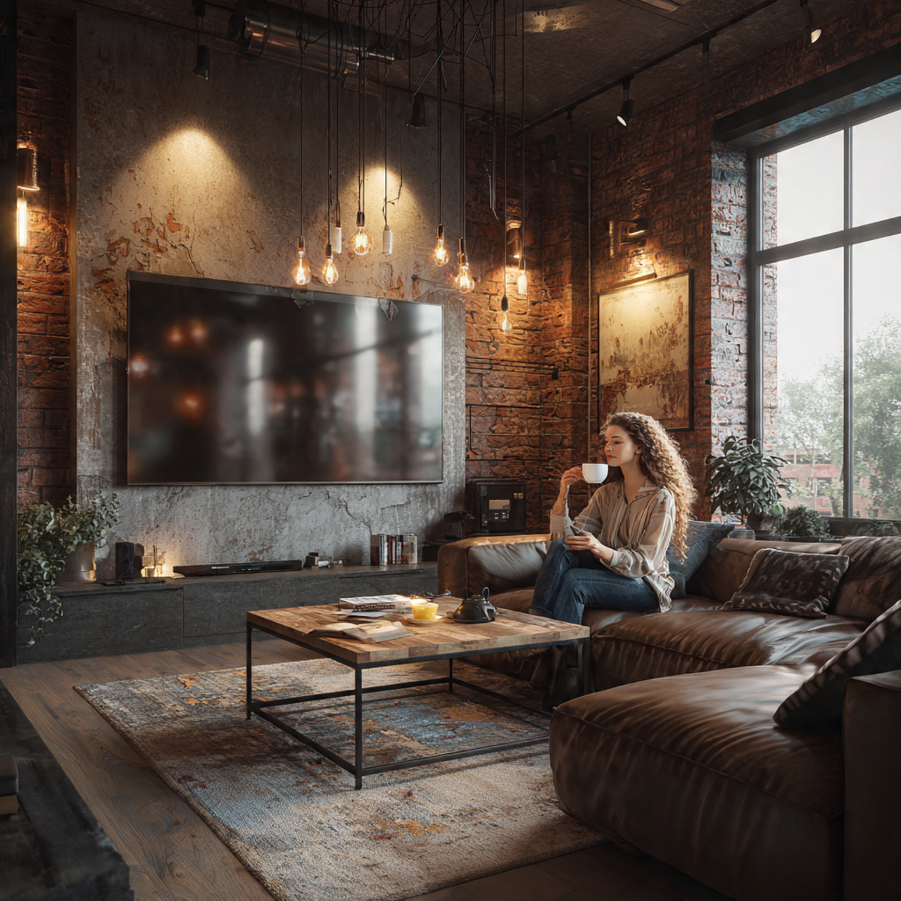 prompt ultra realistic living room tv wall ideas f 1