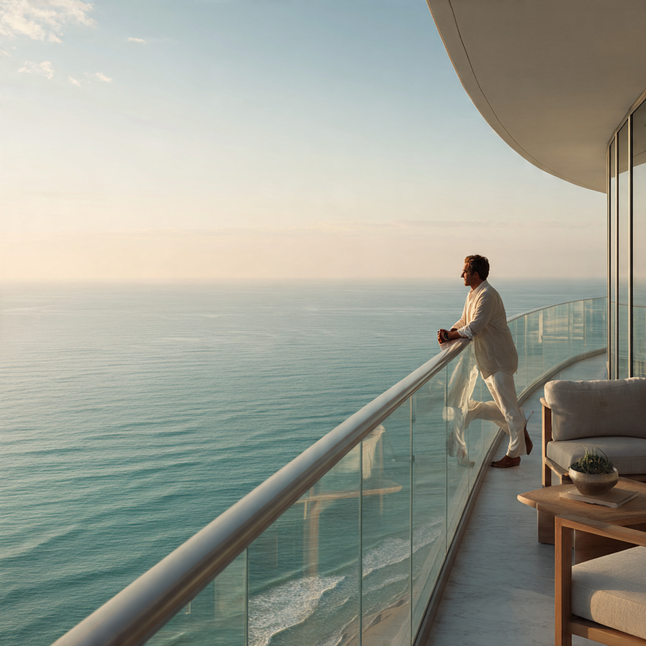 realistic architectural image of balcony decor ide