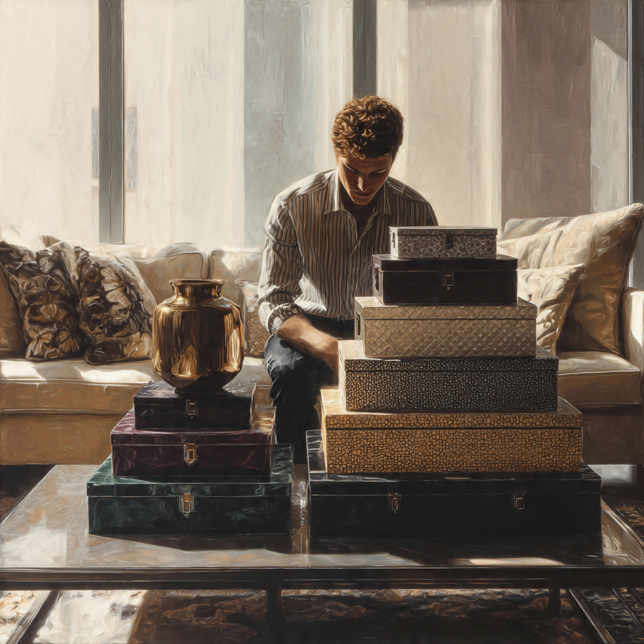 realistic depiction of a living room table featuri