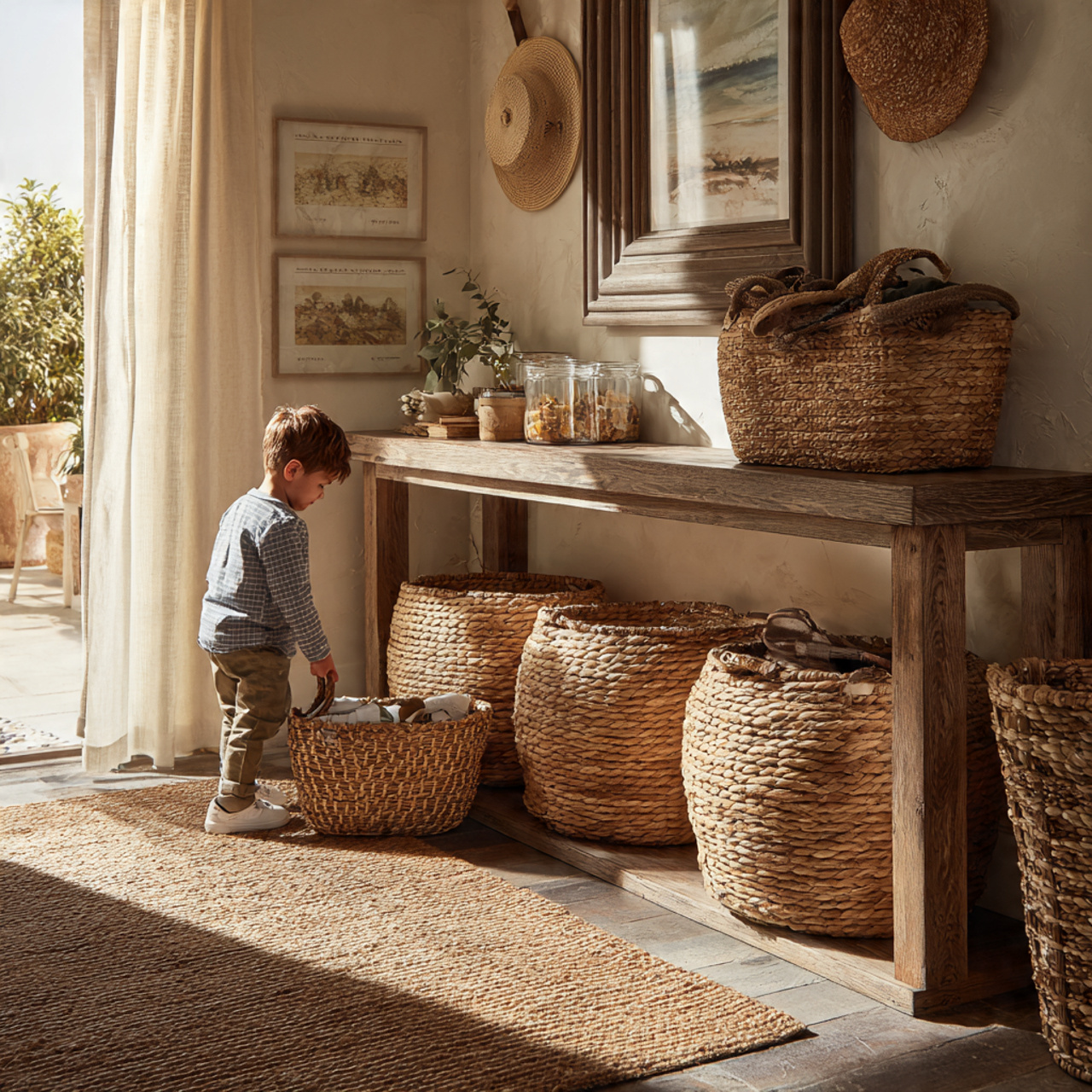 realistic image of a bright entryway with large wo