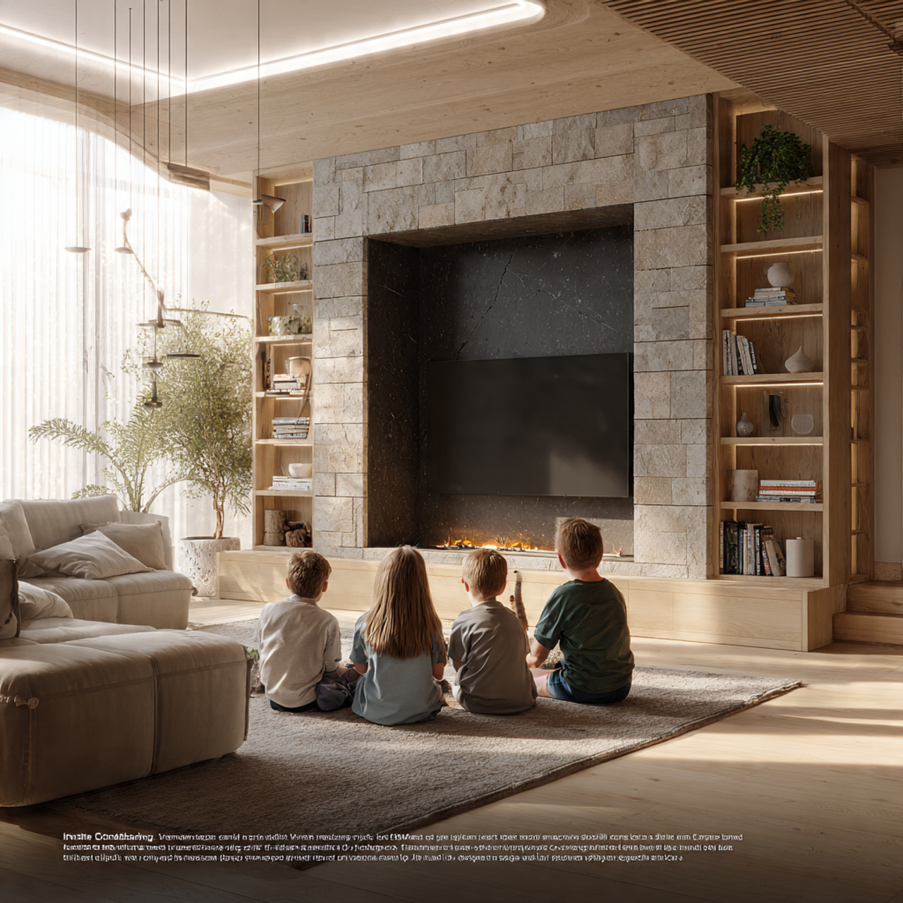 realistic living room tv ideas showing a tv flush