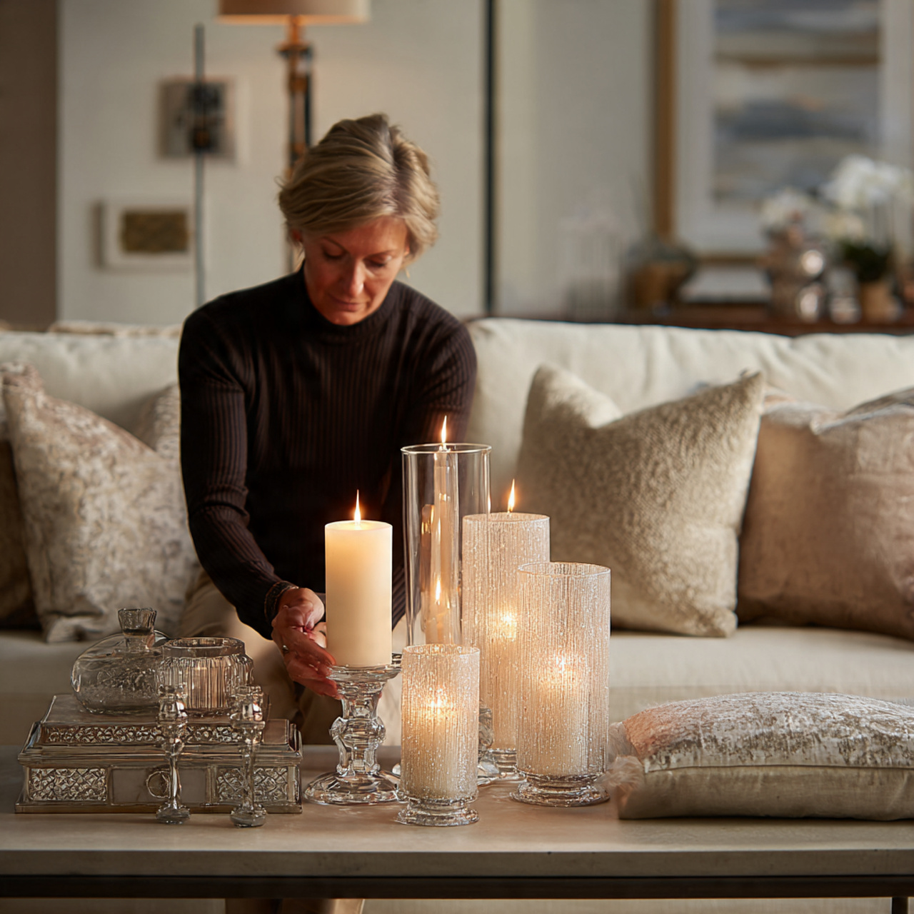 realistic scene of a living room table adorned wit 2