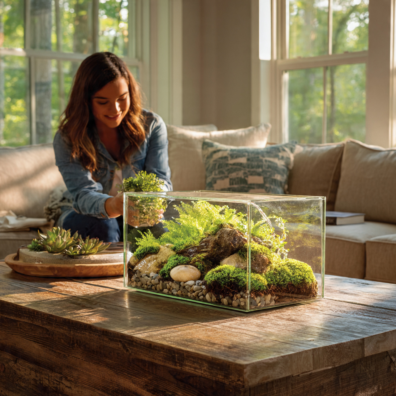 realistic scene of a living room table adorned wit 3