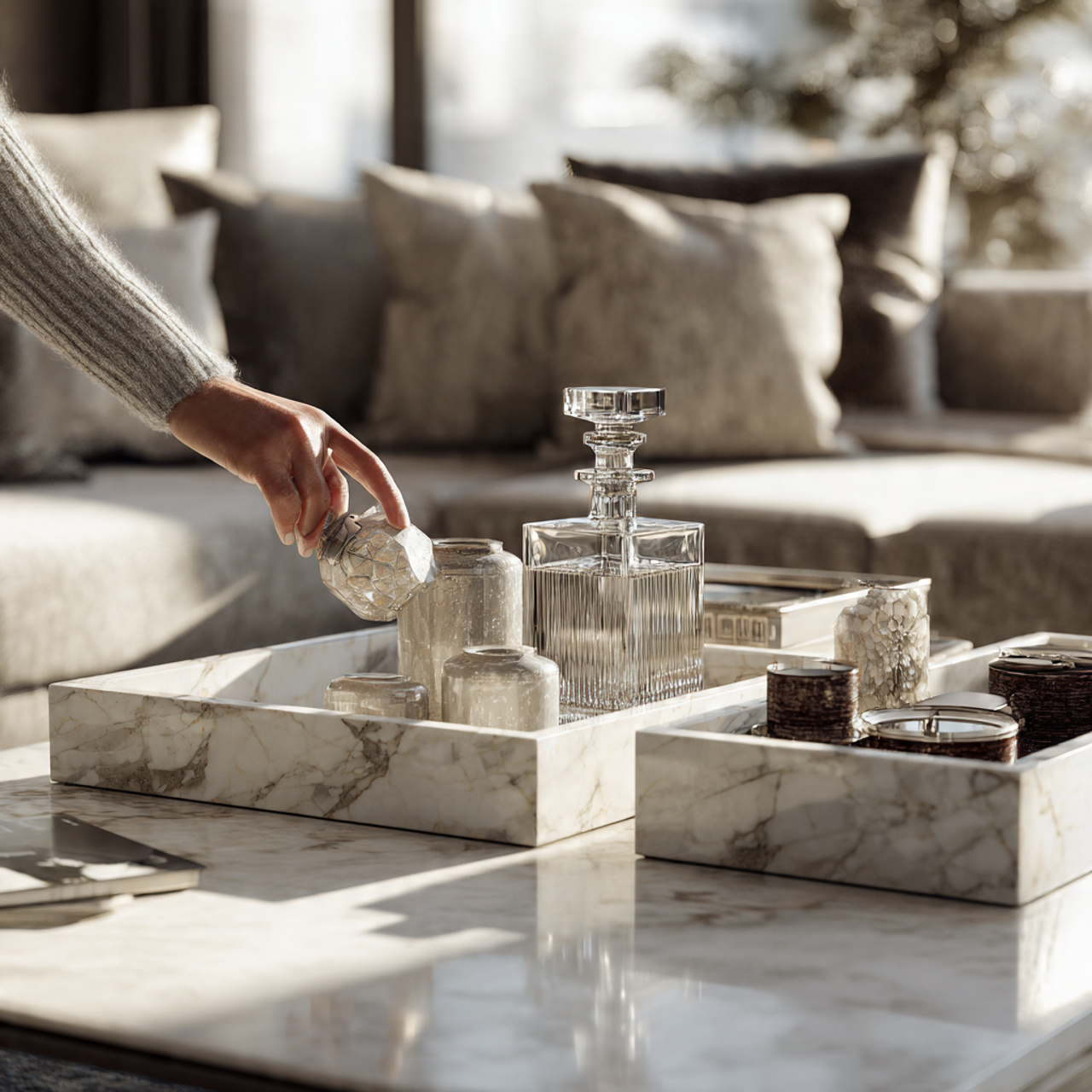 realistic scene of a living room table adorned wit