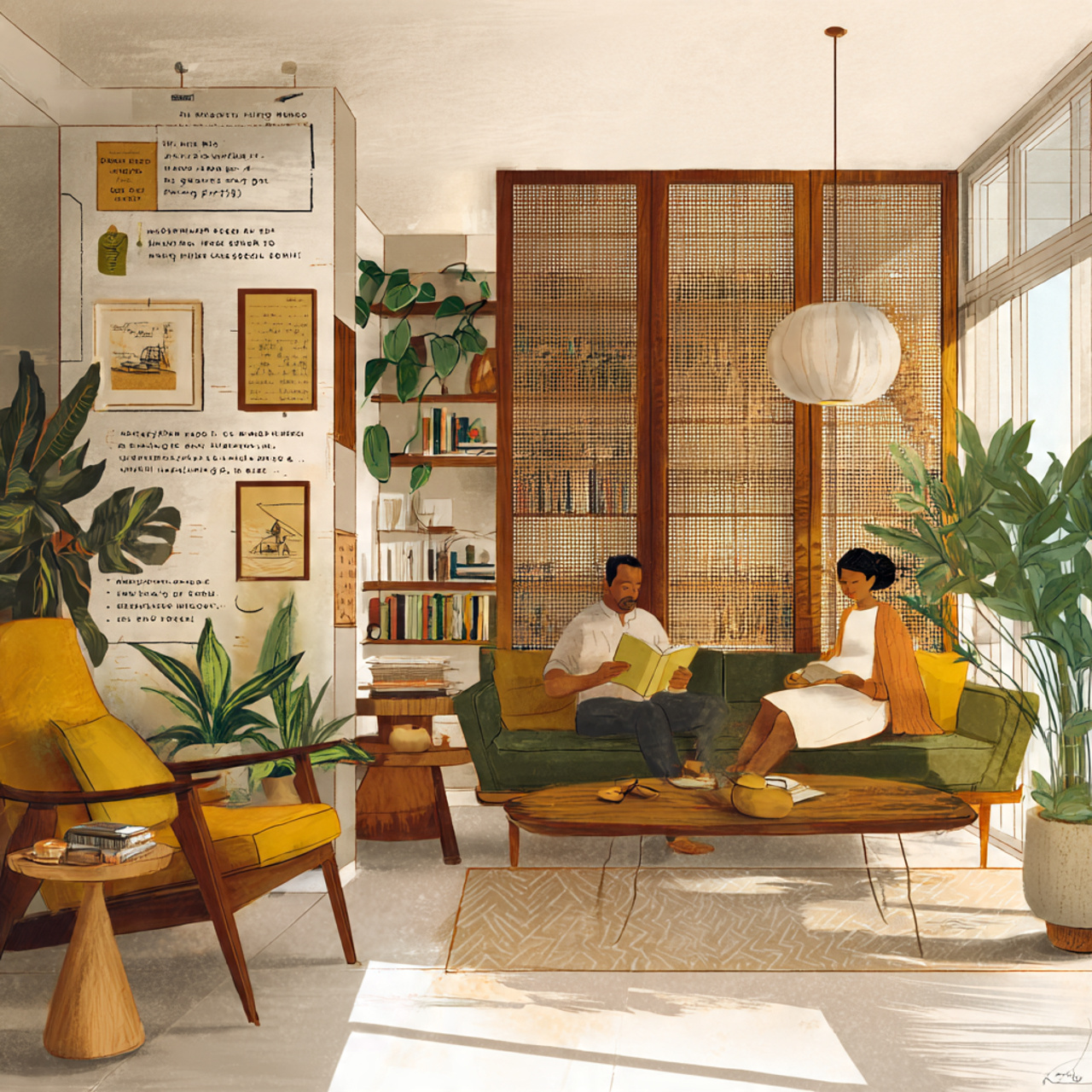 25 Modern & Elegant Living Room Partition Design Ideas You’ll Love 12 realistic sunlit living room with mid century mode