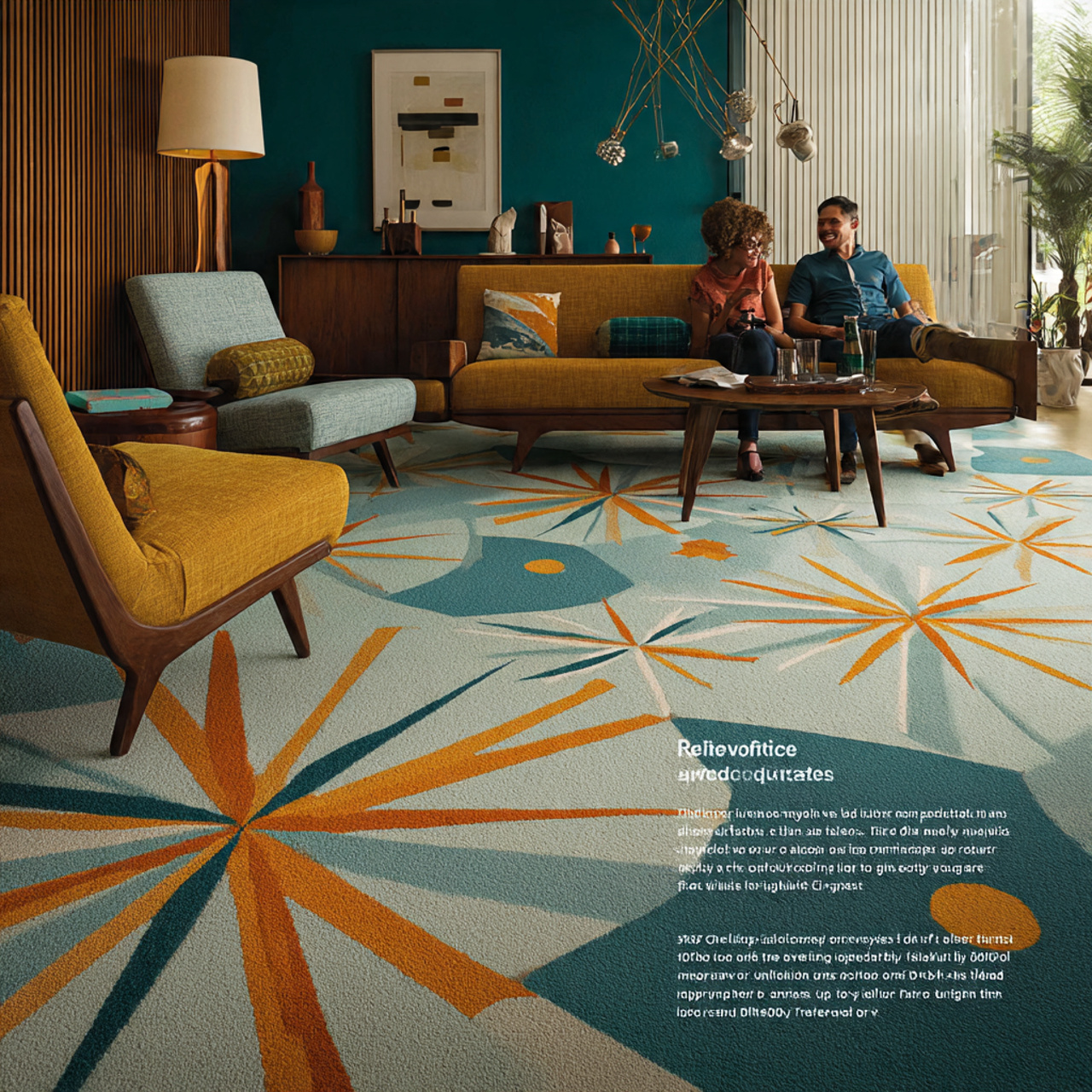 retro living room featuring mid century modern gra