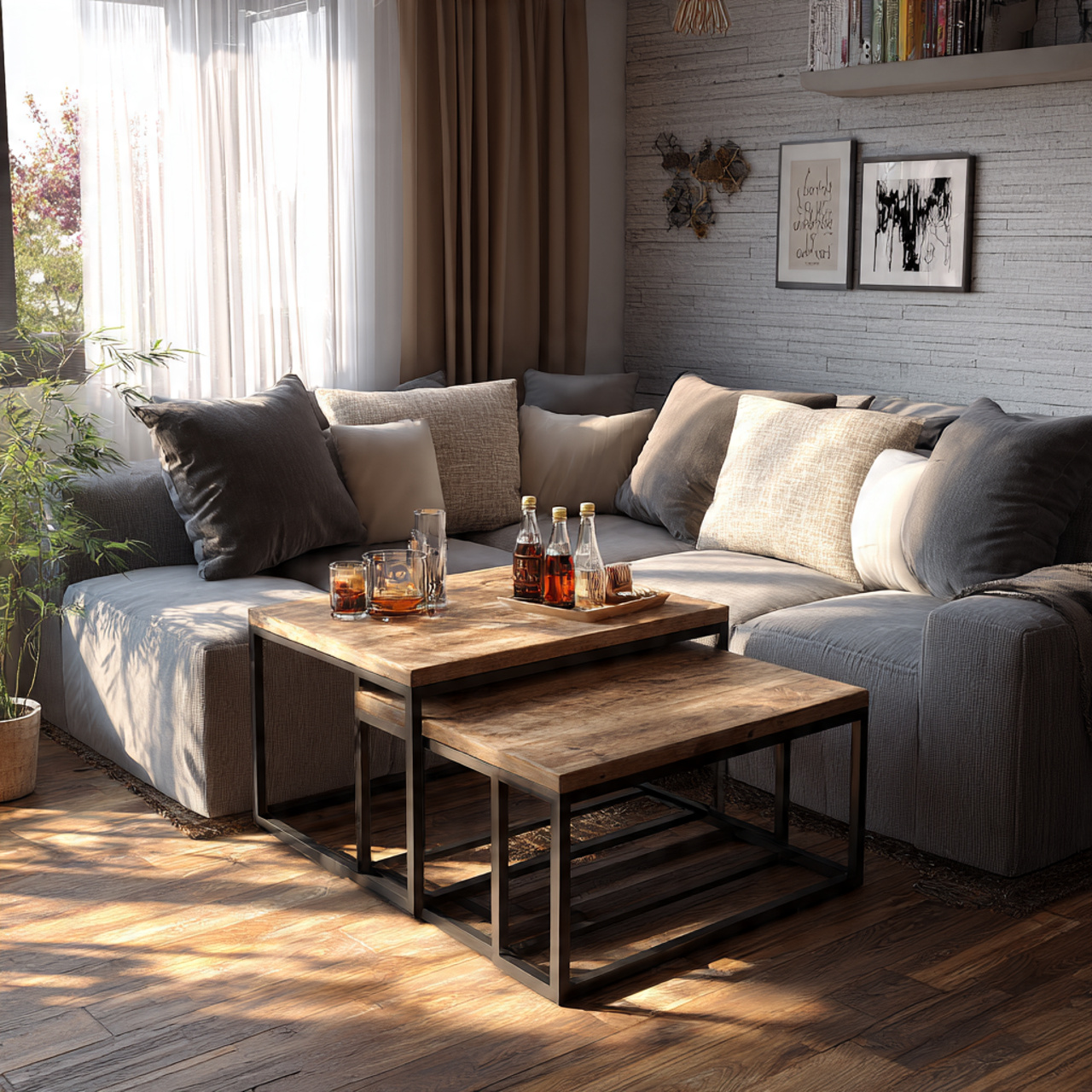 spacious living room with a multi functional nesti