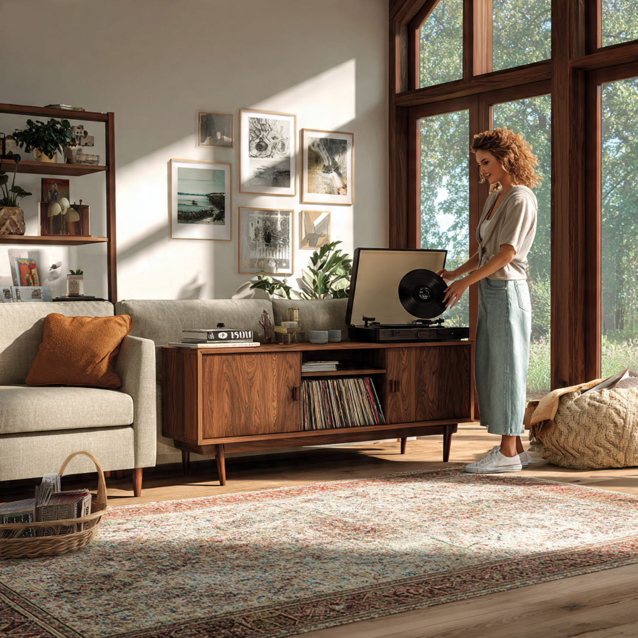 stylish mid century modern living room featuring a