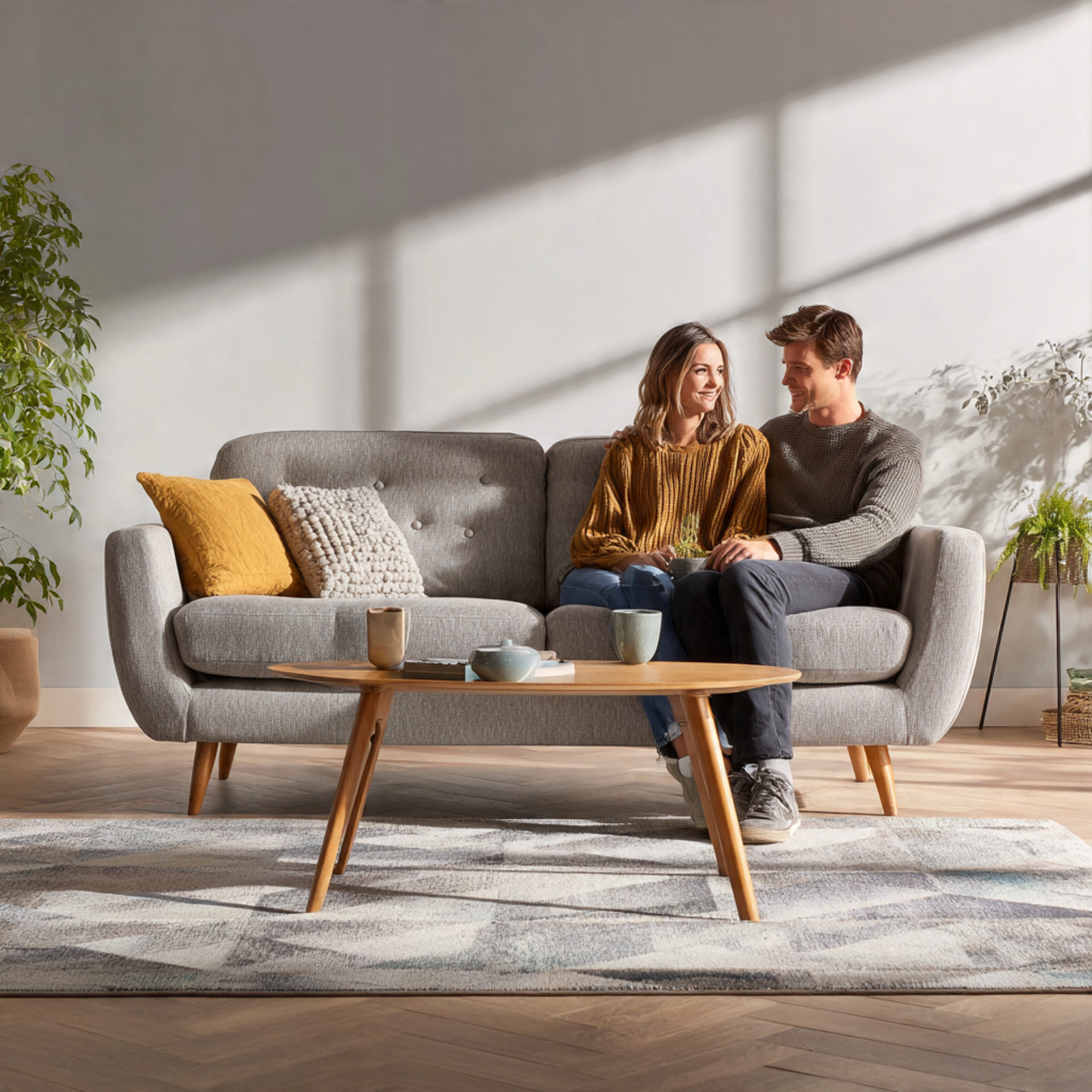 stylish mid century modern living room with a tape