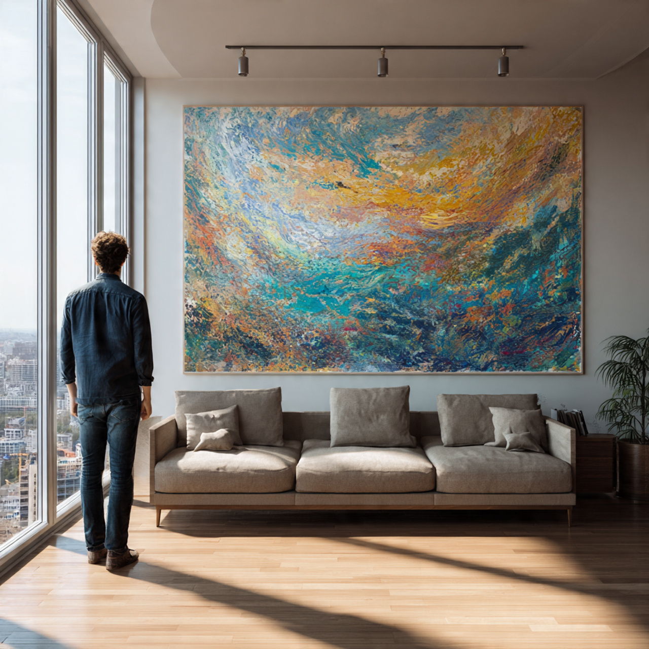 ultra realistic abstract art focal point living ro