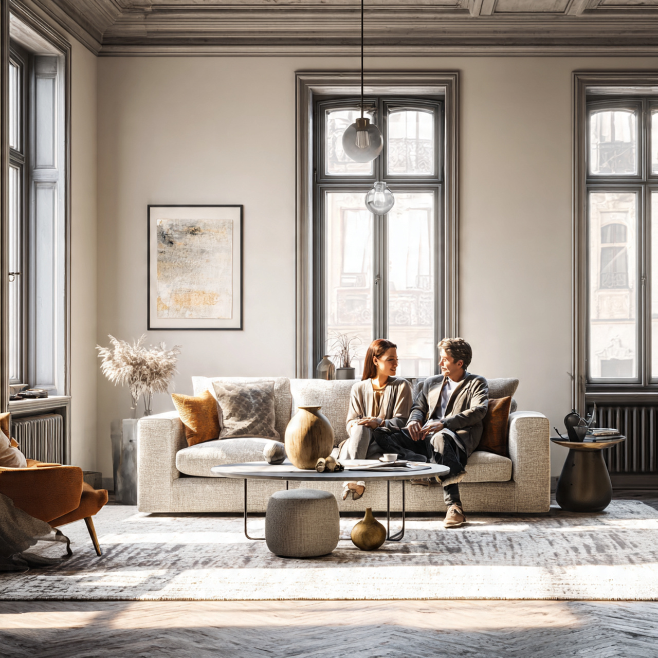 ultra realistic apartment living room featuring tr