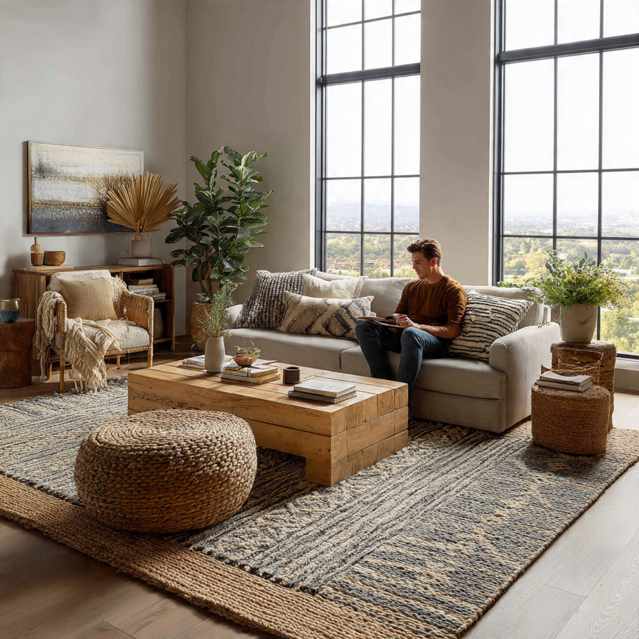 ultra realistic apartment living room showcasing l