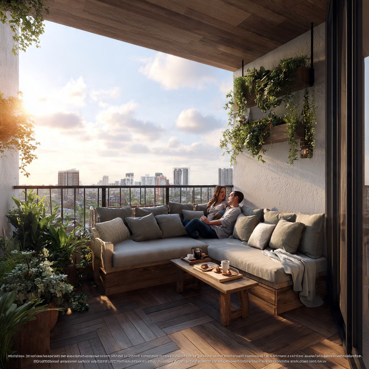 ultra realistic balcony featuring a built in corne