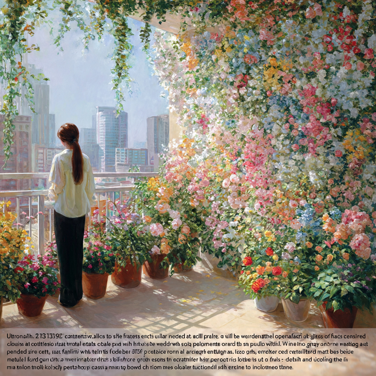 ultra realistic balcony featuring a cascading flow