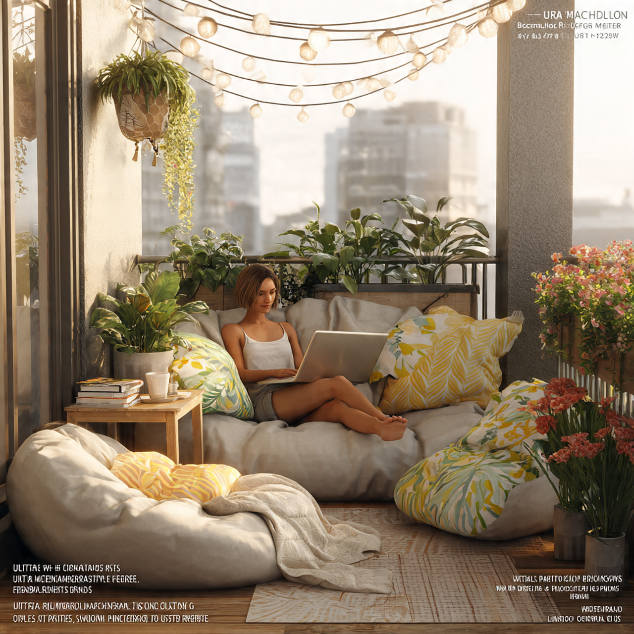 ultra realistic balcony with oversized weatherproo