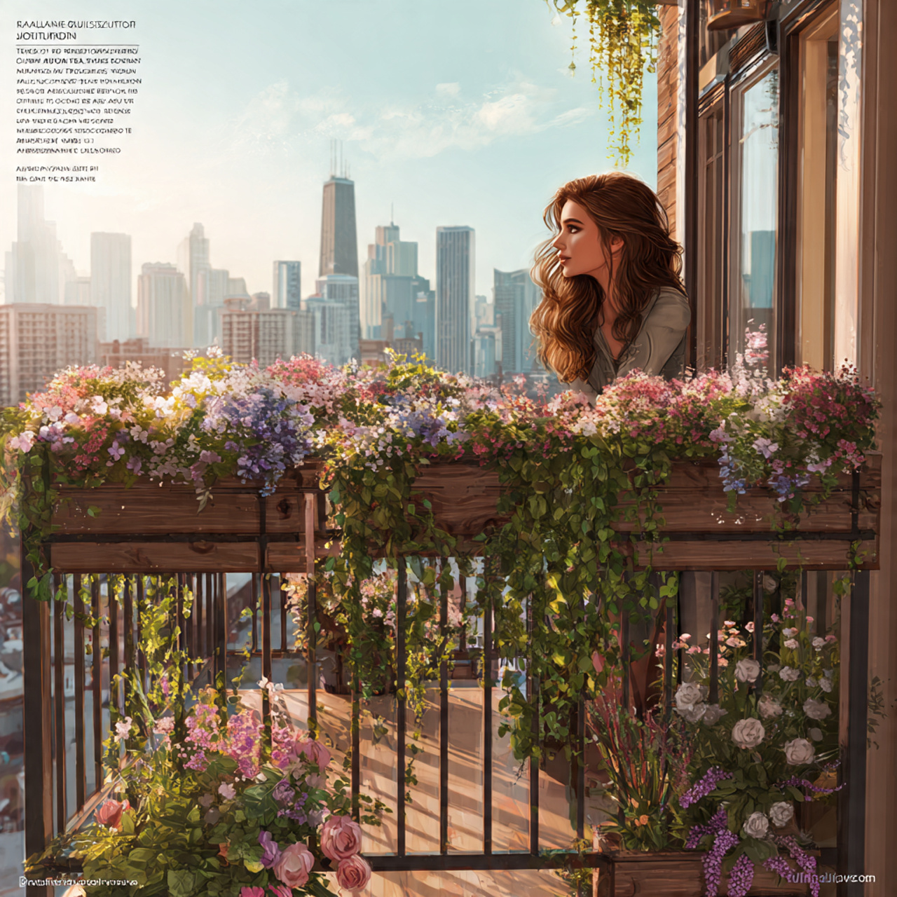 ultra realistic balcony with railing planter