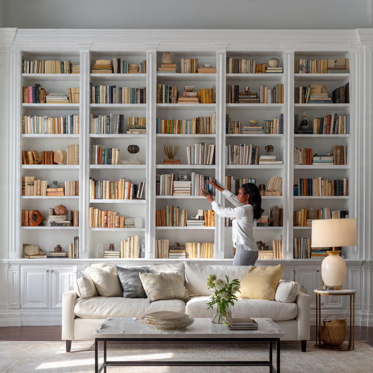 ultra realistic built in library shelving living r