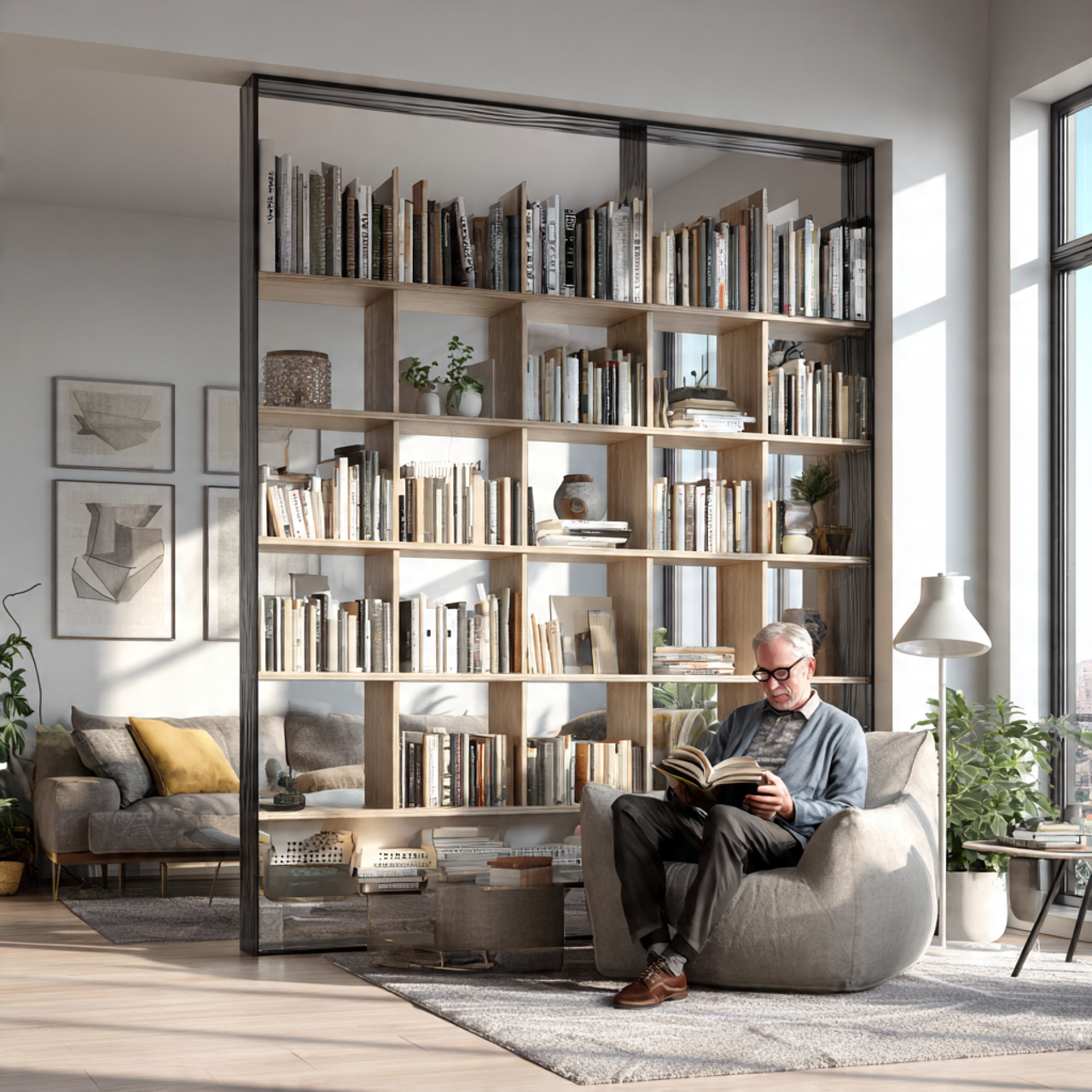 ultra realistic contemporary living space highligh