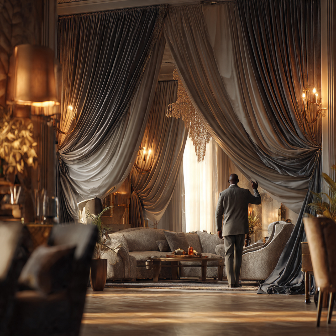ultra realistic elegant living room featuring livi