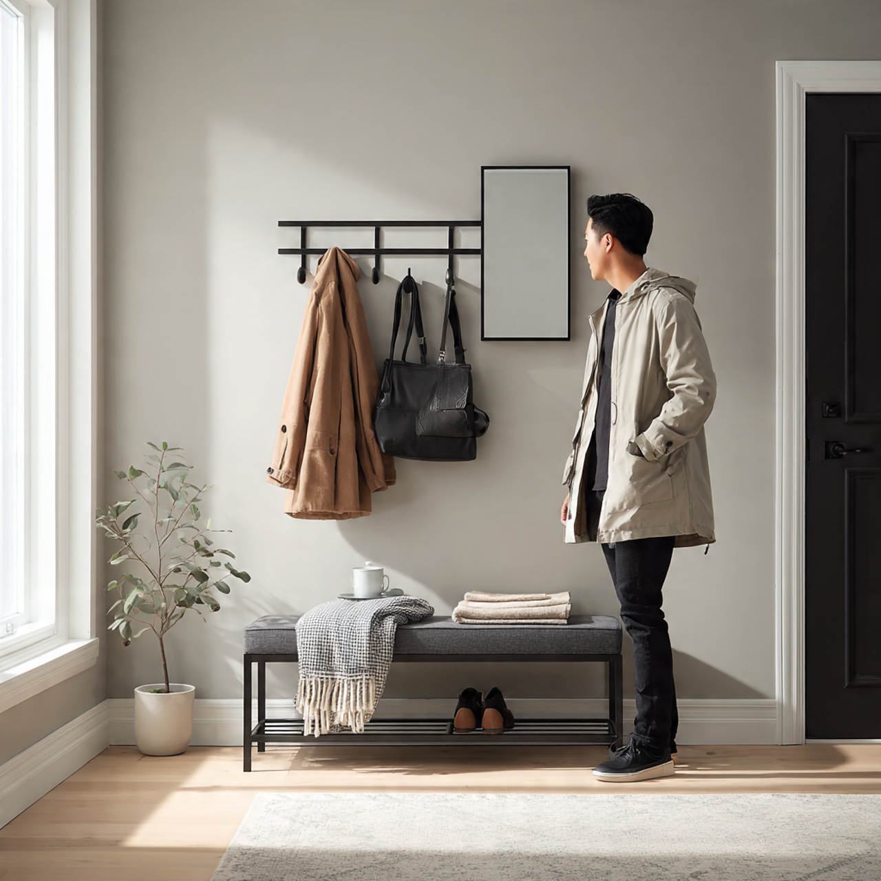 ultra realistic entryway wall decor showing an int