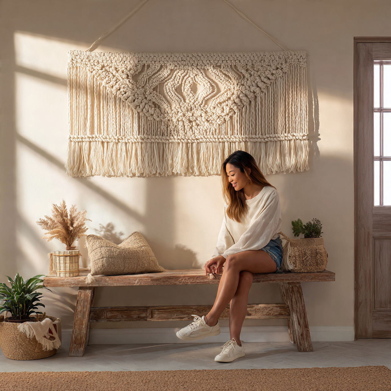 ultra realistic entryway wall decor with a large c