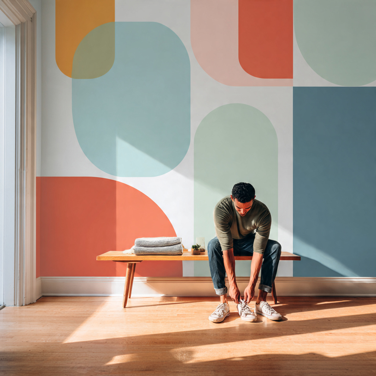 ultra realistic entryway wall decor with bold geom