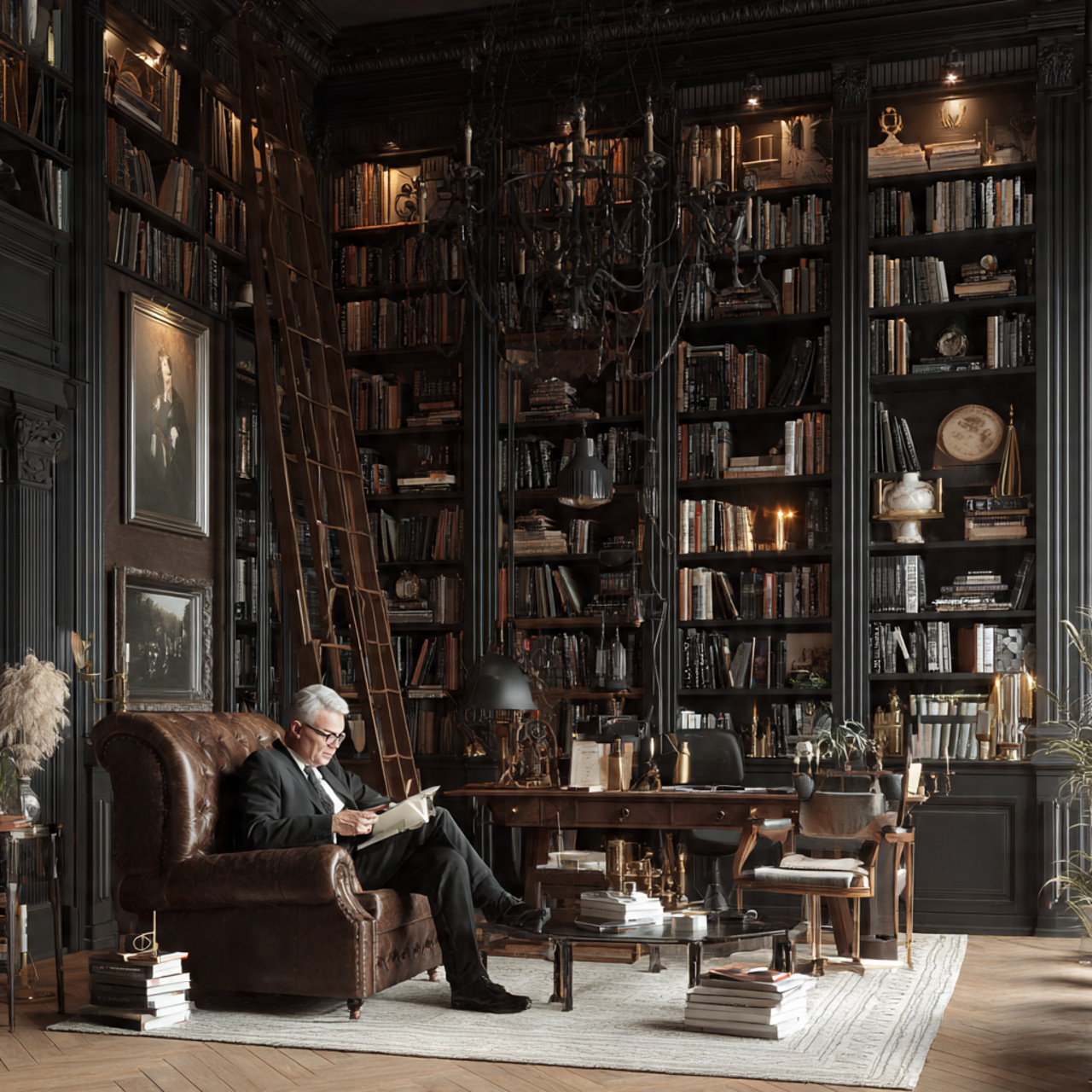 ultra realistic floor to ceiling library walls liv