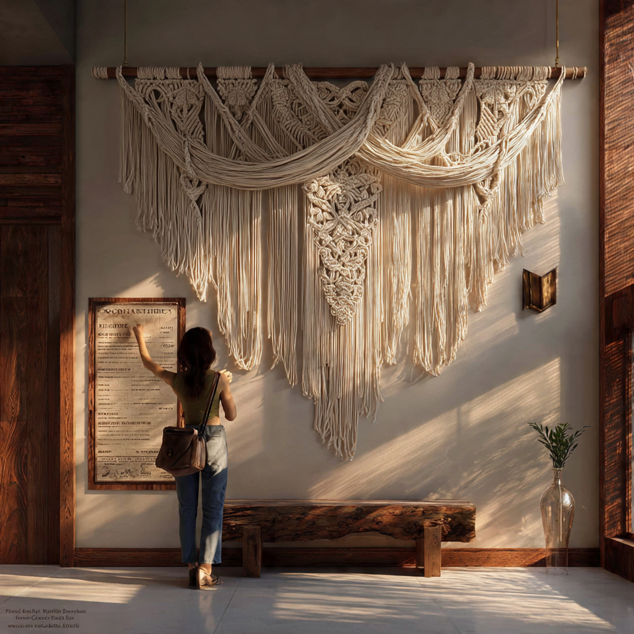 25 Best Entryway Decor Ideas for a Stylish and Welcoming First Impression 16 ultra realistic image of a bohemian macrame wall h