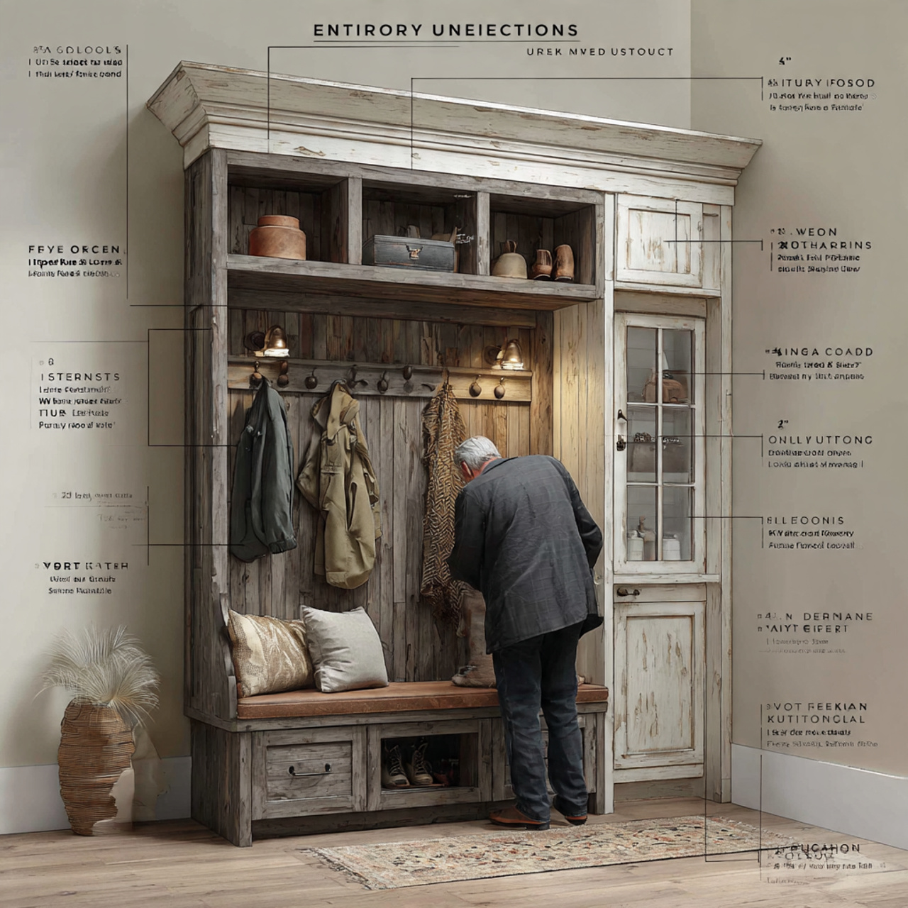 25 Best Entryway Decor Ideas for a Stylish and Welcoming First Impression 18 ultra realistic image of a farmhouse style mudroom