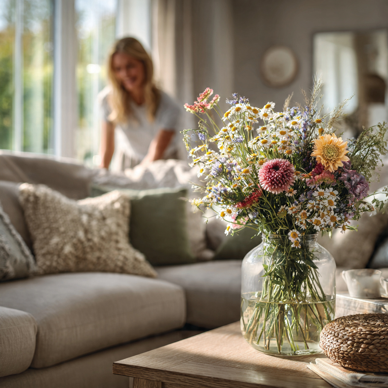 ultra realistic image of a living room table adorn 1