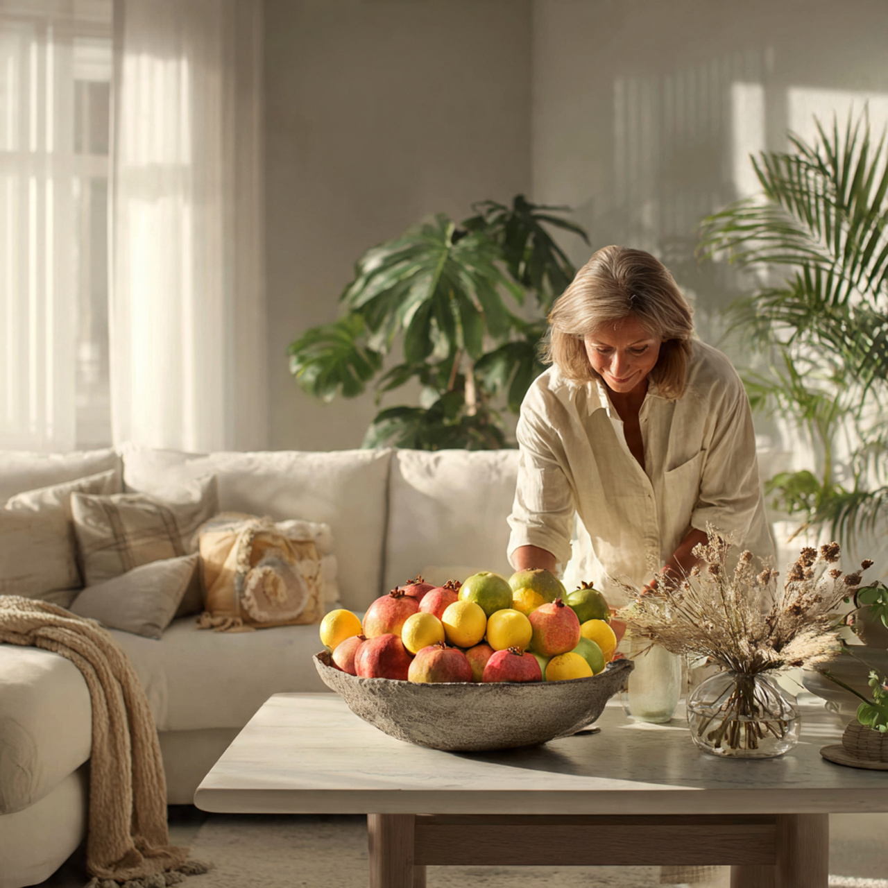 ultra realistic image of a living room table adorn