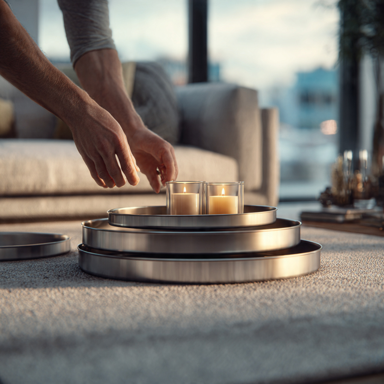 ultra realistic image of a living room table featu 3